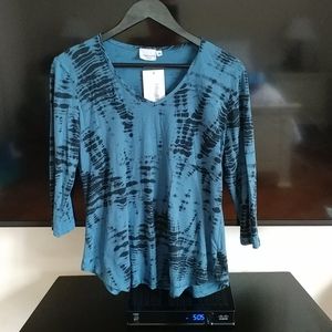 Prairie Cotton 🇺🇸 NWT Cotton Print LS Tee Bleu